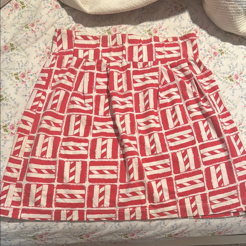 MAHI GOLD Red and White A-Line Pleated Skirt